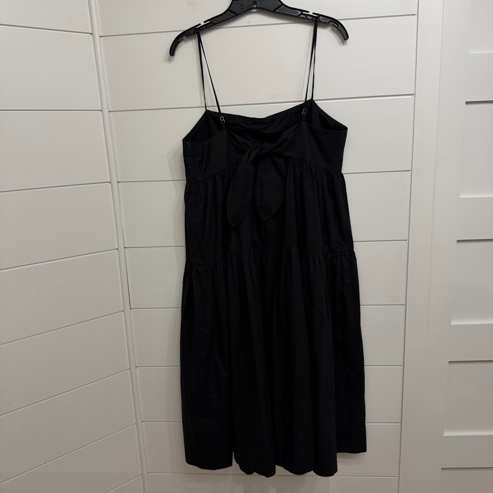 J. Crew tie back tiered cotton poplin black midi dress 23812 - Picture 3 of 13